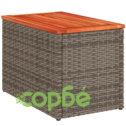 Градински масички 2 бр сиви 55x34x37 см полиратан дърво масив ➤ топ цена ➤ sorbe.bg