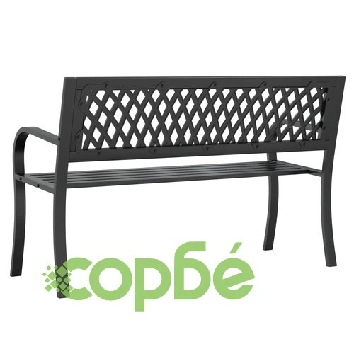 Градинска пейка, черна, 120 см, стомана ➤ топ цена ➤ sorbe.bg