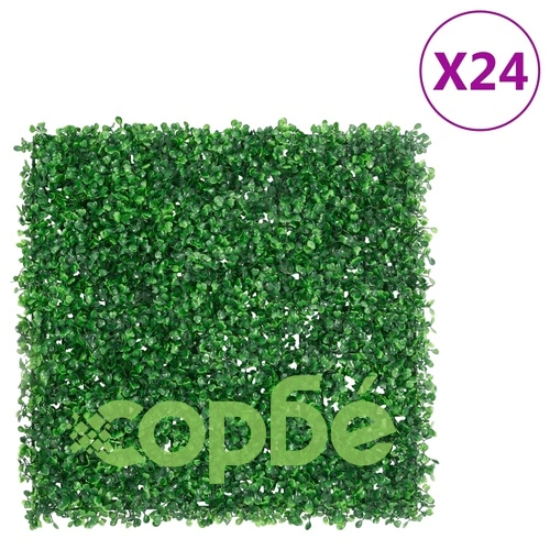 Ограда от изкуствени храстови листа 24 бр зелено 50x50 см ➤ топ цена ➤ sorbe.bg