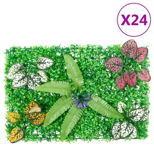 Ограда от изкуствени растения 24 бр зелена 40x60 см