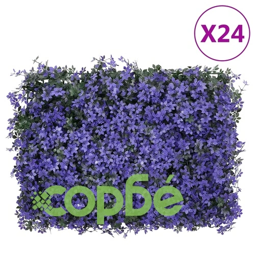 Ограда от изкуствени листа 24 бр лилаво 40x60 см ➤ топ цена ➤ sorbe.bg