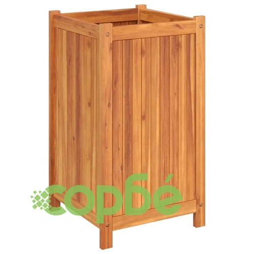 Градинска кашпа с вложка 42x42x75 см масивна акация ➤ топ цена ➤ sorbe.bg