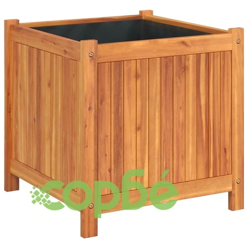 Градинска кашпа с вложка 50x50x50 см масивна акация ➤ топ цена ➤ sorbe.bg
