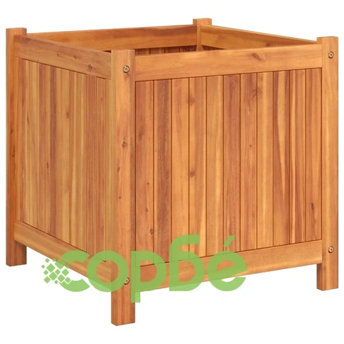 Градинска кашпа с вложка 50x50x50 см масивна акация ➤ топ цена ➤ sorbe.bg