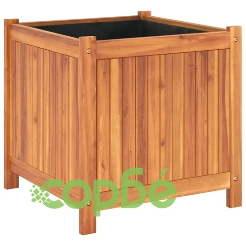 Градинска кашпа с вложка 50x50x50 см масивна акация ➤ топ цена ➤ sorbe.bg