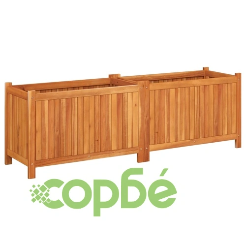 Градинска кашпа с вложка 153x38,5x50 см масивна акация ➤ топ цена ➤ sorbe.bg