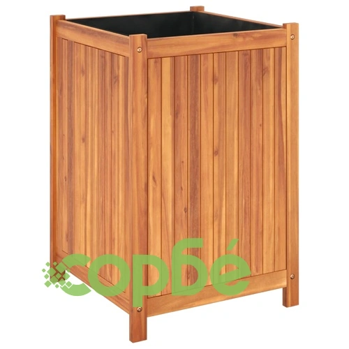 Градинска кашпа с вложка 50x50x75 см масивна акация ➤ топ цена ➤ sorbe.bg