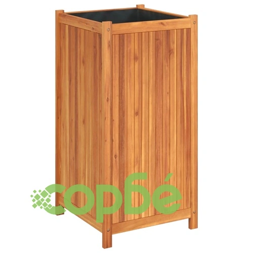 Градинска кашпа с вложка 50x50x100 см масивна акация ➤ топ цена ➤ sorbe.bg