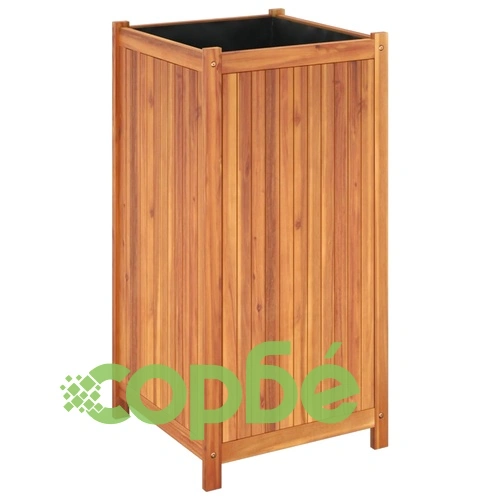 Градинска кашпа с вложка 50x50x100 см масивна акация ➤ топ цена ➤ sorbe.bg