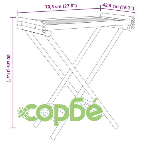 Сгъваема маса с табла 70,5x42,5x80 см бамбук ➤ топ цена ➤ sorbe.bg