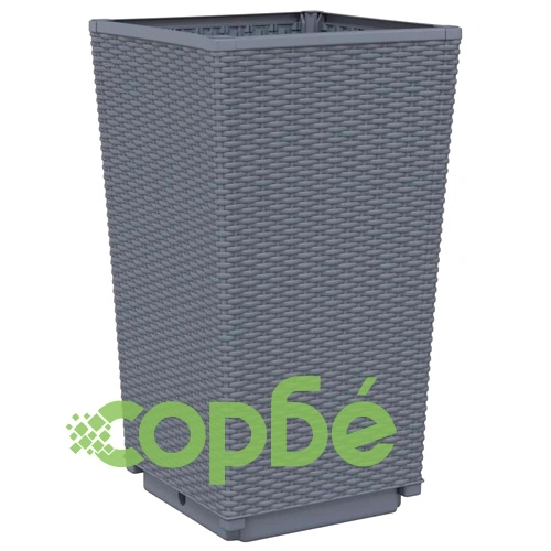 Градински кашпи, 4 бр, синьо сив, 32,5x32,5x57 см, PP ➤ топ цена ➤ sorbe.bg
