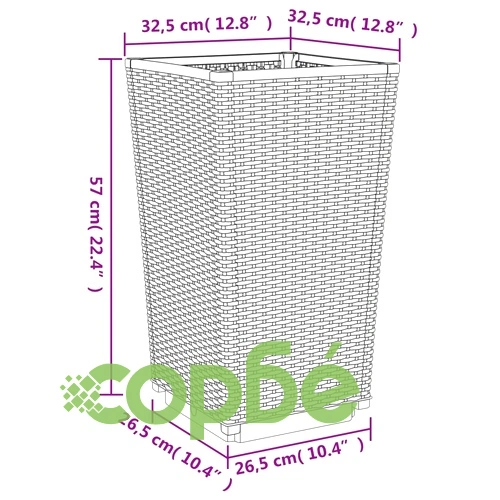 Градински кашпи, 4 бр, синьо сив, 32,5x32,5x57 см, PP ➤ топ цена ➤ sorbe.bg