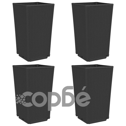 Градински кашпи, 4 бр, черни, 32,5x32,5x57 см, PP ➤ топ цена ➤ sorbe.bg