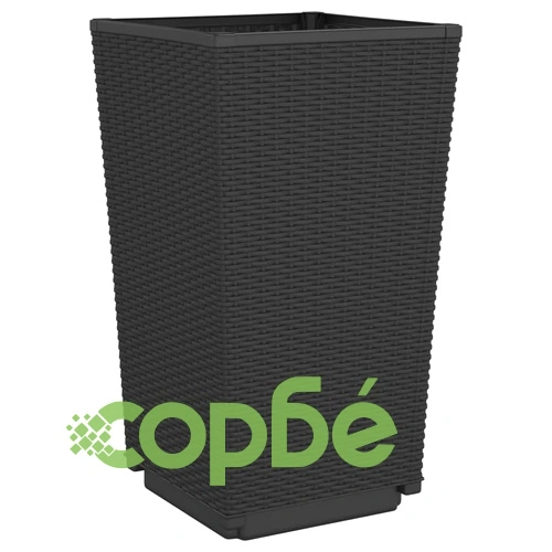 Градински кашпи, 4 бр, черни, 32,5x32,5x57 см, PP ➤ топ цена ➤ sorbe.bg