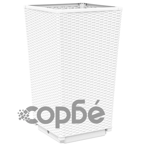 Градински кашпи, 4 бр, бели, 32,5x32,5x57 см, PP ➤ топ цена ➤ sorbe.bg