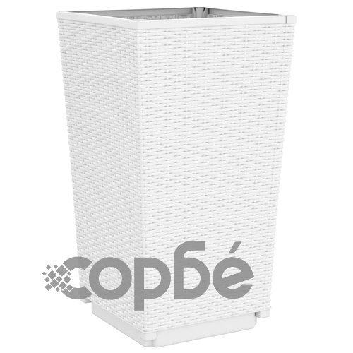 Градински кашпи, 4 бр, бели, 32,5x32,5x57 см, PP ➤ топ цена ➤ sorbe.bg