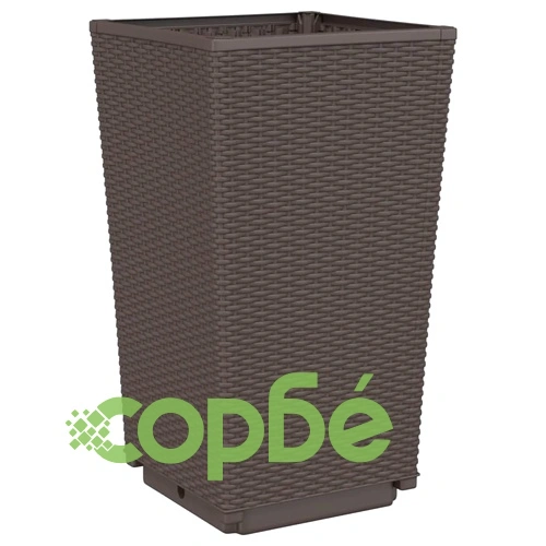 Градински кашпи, 4 бр, кафяви, 32,5x32,5x57 см, PP ➤ топ цена ➤ sorbe.bg