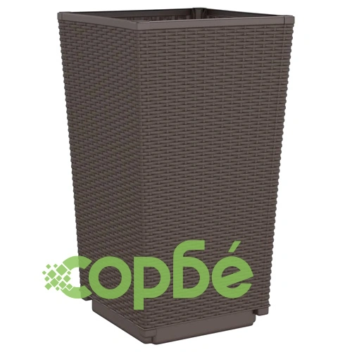 Градински кашпи, 4 бр, кафяви, 32,5x32,5x57 см, PP ➤ топ цена ➤ sorbe.bg