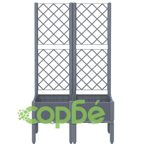 Градински сандък с пергола, синьо сив, 80x40x142 см, PP ➤ топ цена ➤ sorbe.bg