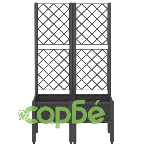 Градински сандък с пергола, черен, 80x40x142 см, PP ➤ топ цена ➤ sorbe.bg