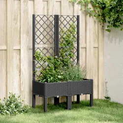 Градински сандък с пергола, черен, 80x40x142 см, PP