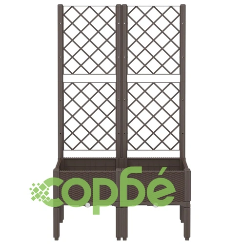 Градински сандък с пергола, кафяв, 80x40x142 см, PP ➤ топ цена ➤ sorbe.bg