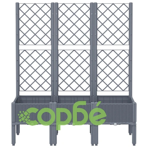 Градински сандък с пергола, синьо сив, 120x40x142 см, PP ➤ топ цена ➤ sorbe.bg