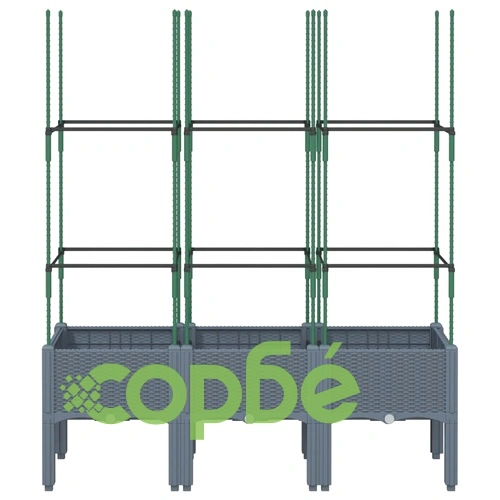 Градински сандък с пергола, синьо сив, 120x40x142,5 см, PP ➤ топ цена ➤ sorbe.bg