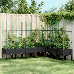 Градински сандък с пергола, черен, 200x160x142,5 см, PP