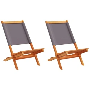 Градински столове, 2 бр, антрацит, акация масив и плат