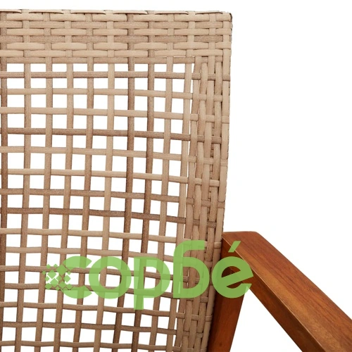 Градински столове, 2 бр, бежови, полиратан и акациево дърво ➤ топ цена ➤ sorbe.bg