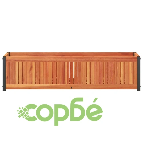 Градинска кашпа 110x30x27,5 см масивна акация и стомана ➤ топ цена ➤ sorbe.bg