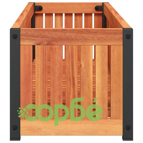 Градинска кашпа 110x30x27,5 см масивна акация и стомана ➤ топ цена ➤ sorbe.bg