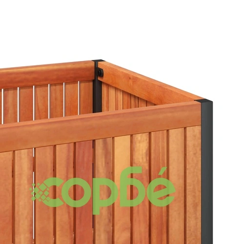 Градинска кашпа 110x30x27,5 см масивна акация и стомана ➤ топ цена ➤ sorbe.bg
