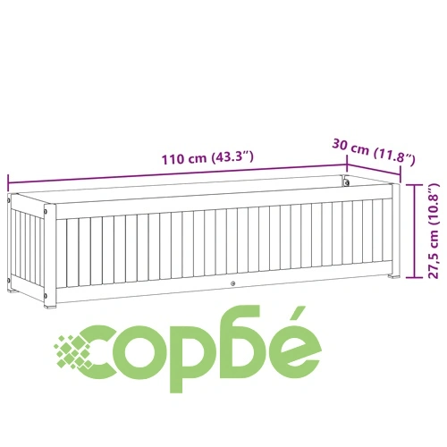 Градинска кашпа 110x30x27,5 см масивна акация и стомана ➤ топ цена ➤ sorbe.bg