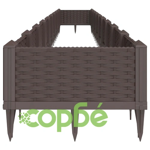 Градинска кашпа с колчета, кафява, 362,5x42,5x28,5 см, PP ➤ топ цена ➤ sorbe.bg