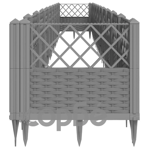 Градинска кашпа с колчета, светлосива, 363,5x43,5x43,5 см, PP ➤ топ цена ➤ sorbe.bg