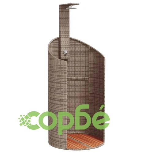 Външен душ сив 100x100x241,5 см полиратан и акациево дърво ➤ топ цена ➤ sorbe.bg