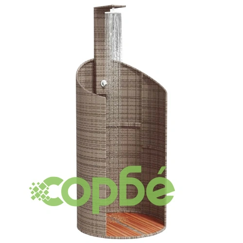Външен душ сив 100x100x241,5 см полиратан и акациево дърво ➤ топ цена ➤ sorbe.bg