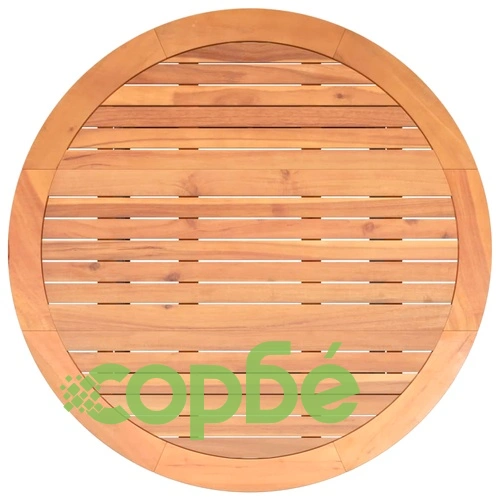 Градинска маса с дървен плот акация черна 110x71 см полиратан ➤ топ цена ➤ sorbe.bg