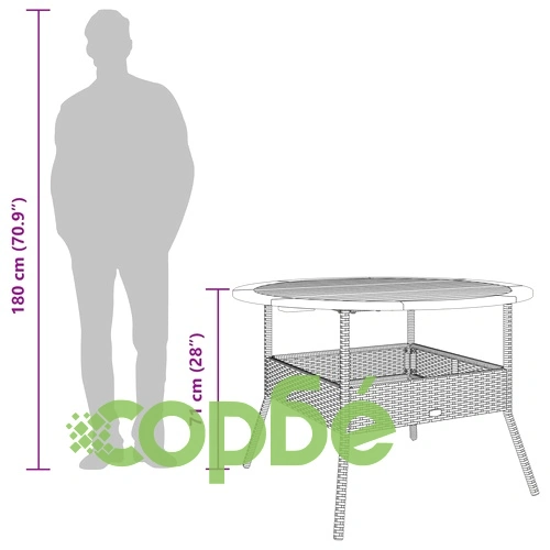 Градинска маса с дървен плот акация черна 110x71 см полиратан ➤ топ цена ➤ sorbe.bg