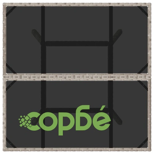 Градинска маса със стъклен плот светлосив 80x80x75 см полиратан ➤ топ цена ➤ sorbe.bg
