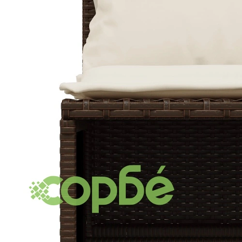 Градински комплект с възглавници, 4 части, кафяв, полиратан ➤ топ цена ➤ sorbe.bg