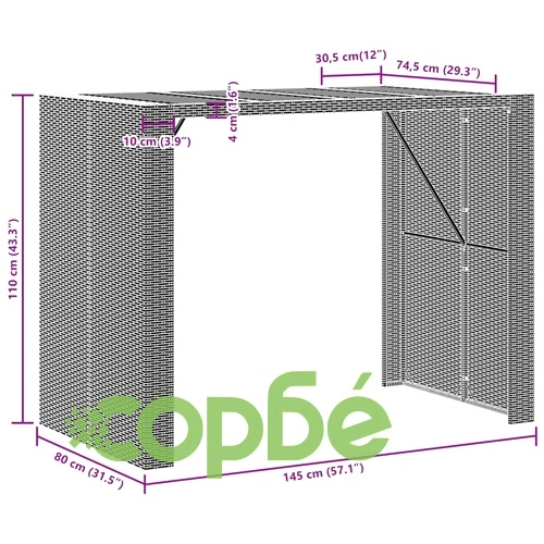 Градинска бар маса с плот акация черно 145x80x110 см полиратан ➤ топ цена ➤ sorbe.bg