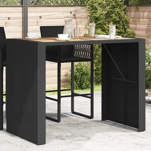 Градинска бар маса с плот акация черно 145x80x110 см полиратан