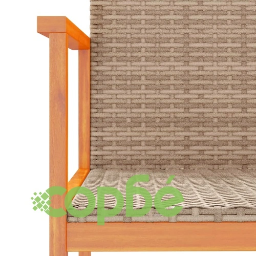Градински столове, 2 бр, бежови, полиратан и дърво масив ➤ топ цена ➤ sorbe.bg