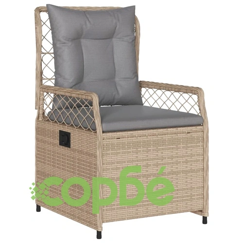 Накланящи се градински столове, 2 бр, бежов, полиратан ➤ топ цена ➤ sorbe.bg