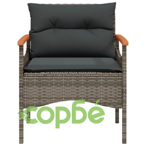Градински диван с възглавници от 4 части сив полиратан ➤ топ цена ➤ sorbe.bg