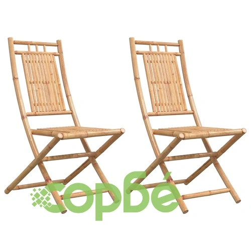 Сгъваеми градински столове, 2 бр, 46x66x99 см, бамбук ➤ топ цена ➤ sorbe.bg