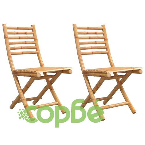 Сгъваеми градински столове, 2 бр, 43x54x88 см, бамбук ➤ топ цена ➤ sorbe.bg